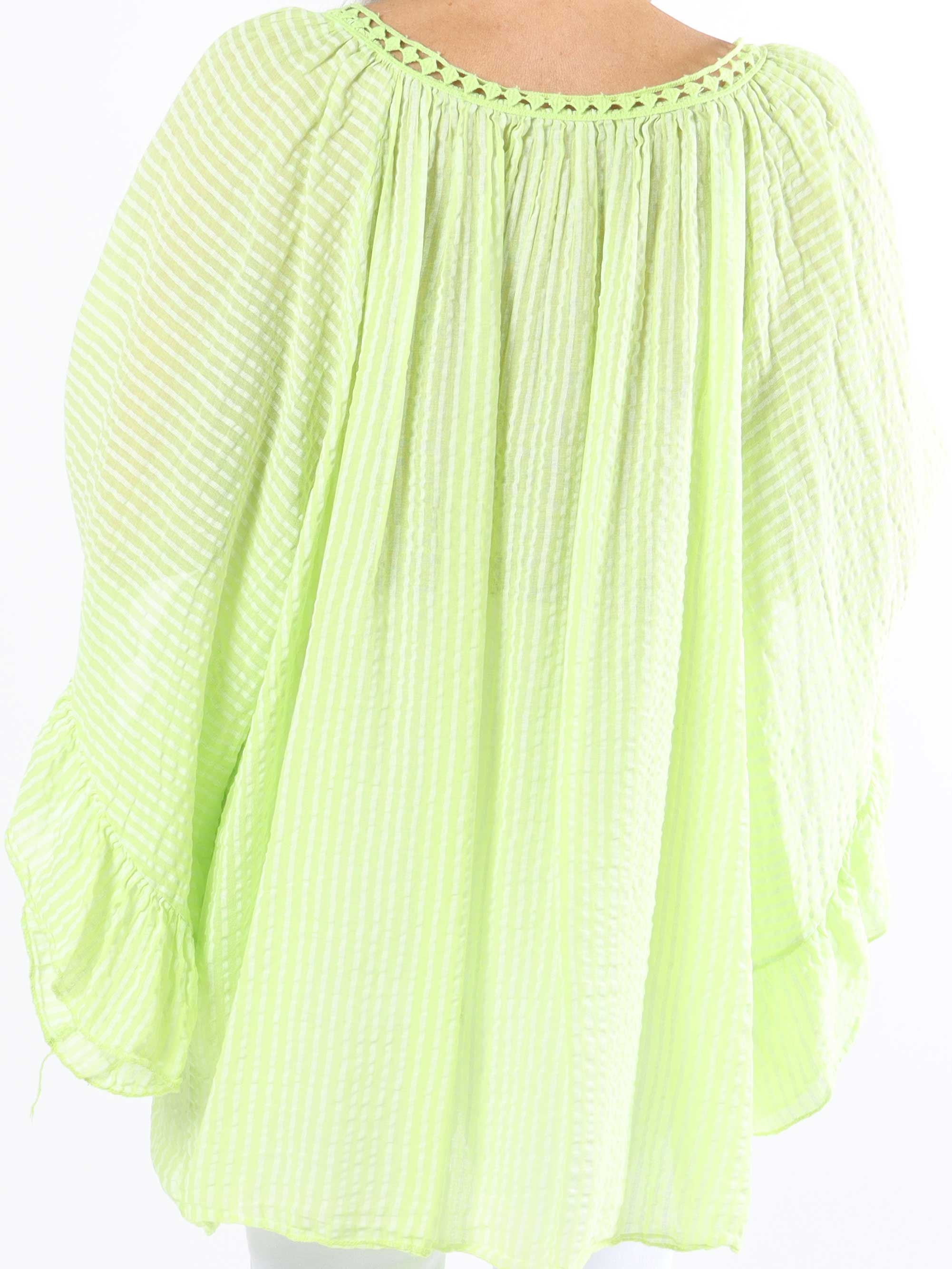 Marija - Söt randig plus size-tunika med vackra ärmar